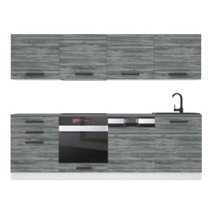 Belini Küchenzeile Premium Komplettversion 240 cm Grau Anthrazit Glamour Wood mit Arbeitsplatte ALICE Hersteller