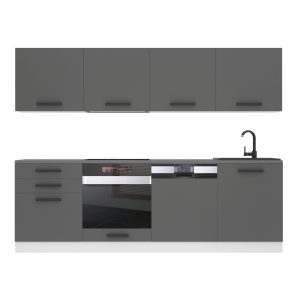 Belini Küchenzeile Premium Komplettversion 240 cm Mattgrau Arbeitsplatte ALICE Hersteller