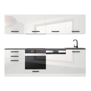 Belini Küchenzeile Premium Komplettversion 240 cm Hochglanzweiß Arbeitsplatte ALICE Hersteller INF ALICE/0/WT/W/B/ B1
