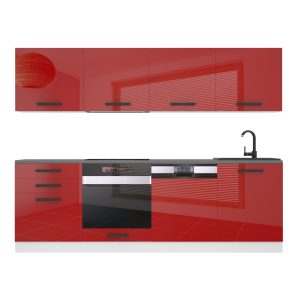 Belini Küchenzeile Premium Komplettversion 240 cm Hochglanzrot Arbeitsplatte ALICE Hersteller