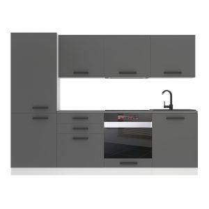 Belini Küchenzeile Premium Komplettversion 240 cm Mattgrau ohne Arbeitsplatte SANDY Hersteller TOR SANDY/0/WT/SR/0/B1