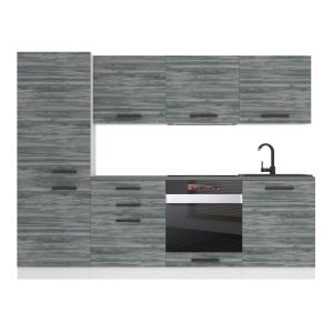 Belini Küchenzeile Premium Komplettversion 240 cm Grau Anthrazit Glamour Wood mit Arbeitsplatte SANDY Hersteller