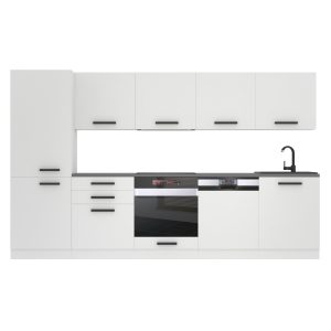 Belini Küchenzeile Premium Komplettversion 300 cm Mattweiß ohne Arbeitsplatte ROSE Hersteller TOR ROSE/0/WT/WT/0/B1