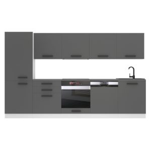 Belini Küchenzeile Premium Komplettversion 300 cm Mattgrau ohne Arbeitsplatte ROSE Hersteller