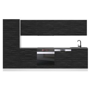 Belini Küchenzeile Premium Komplettversion 300 cm königliches Ebenholz mit Arbeitsplatte ROSE Hersteller TOR ROSE/0/WT/HK/B/B1
