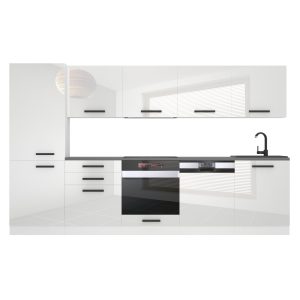 Belini Küchenzeile Premium Komplettversion 300 cm Hochglanzweiß mit Arbeitsplatte ROSE Hersteller INF ROSE/0/WT/W/B/B1
