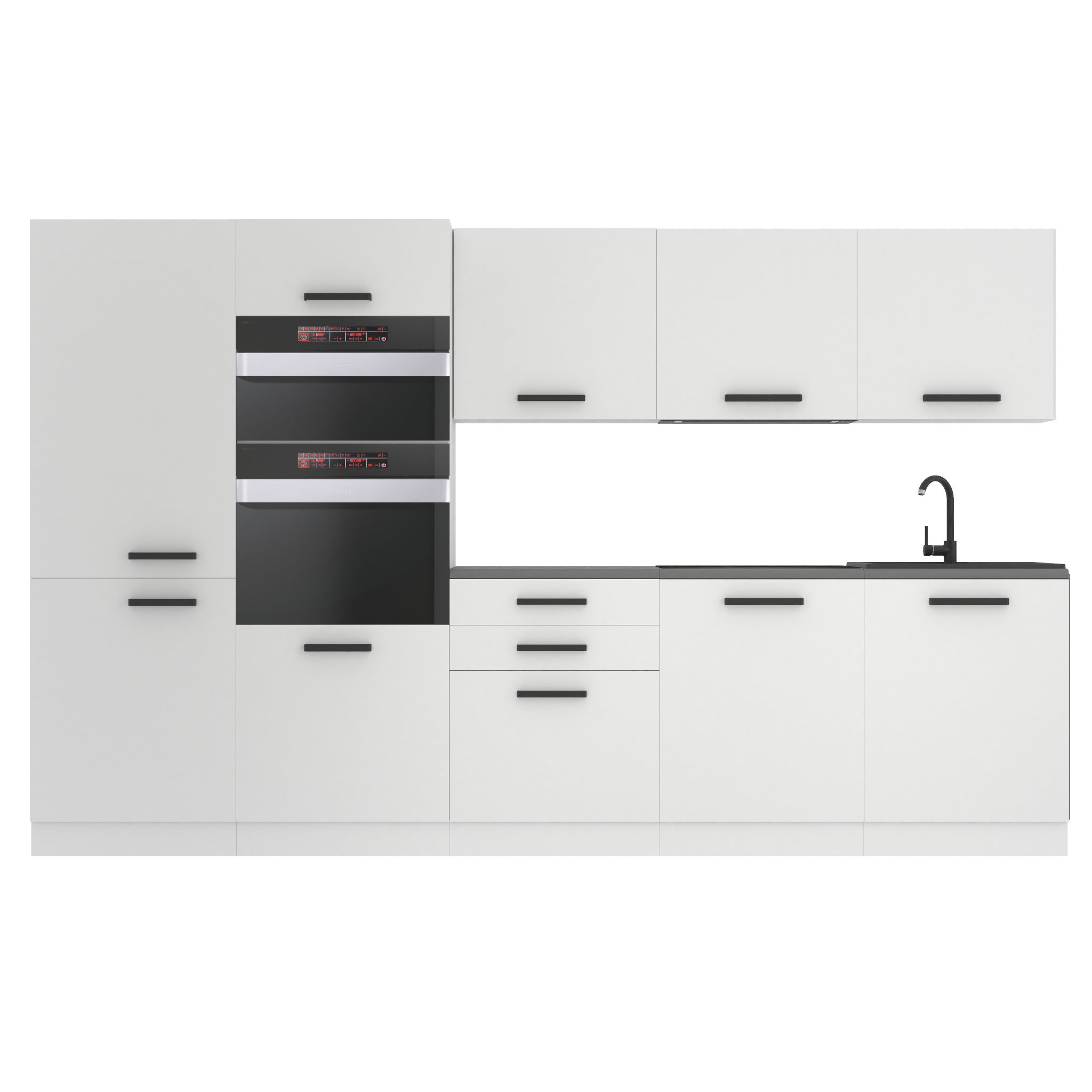 Belini Küchenzeile Premium Komplettversion 300 cm Mattweiß ohne Arbeitsplatte GRACE Hersteller TOR GRACE/0/WT/WT/0/B1