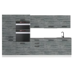 Belini Küchenzeile Premium Komplettversion 300 cm Grau Anthrazit Glamour Wood ohne Arbeitsplatte GRACE Hersteller TOR GRACE/0/WT/GW/0/B1