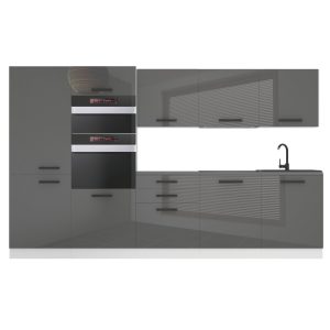 Belini Küchenzeile Premium Komplettversion 300 cm Hochglanzgrau ohne Arbeitsplatte GRACE Hersteller