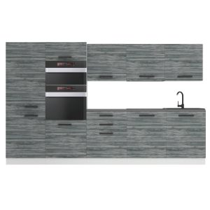 Belini Küchenzeile Premium Komplettversion 300 cm Grau Anthrazit Glamour Wood mit Arbeitsplatte GRACE Hersteller