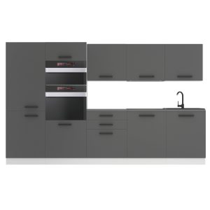 Belini Küchenzeile Premium Komplettversion 300 cm Mattgrau mit Arbeitsplatte GRACE Hersteller