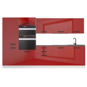 Belini Küchenzeile Premium Komplettversion 300 cm Hochglanzrot mit Arbeitsplatte GRACE Hersteller