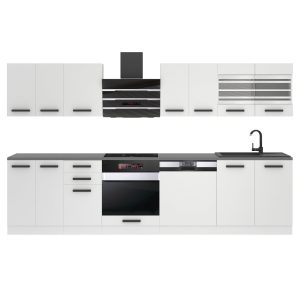 Belini Küchenzeile Premium Komplettversion 300 cm Mattweiß ohne Arbeitsplatte LUCY Hersteller TOR LUCY/0/WT/WT/0/B1