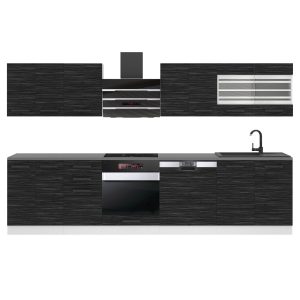 Belini Küchenzeile Premium Komplettversion 300 cm königliches Ebenholz ohne Arbeitsplatte LUCY Hersteller TOR LUCY/0/WT/HK/0/B1