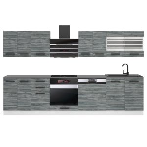 Belini Küchenzeile Premium Komplettversion 300 cm Grau Anthrazit Glamour Wood ohne Arbeitsplatte LUCY Hersteller