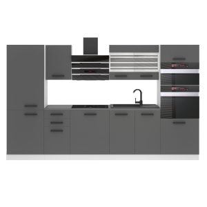 Belini Küchenzeile Premium Komplettversion 300 cm Mattgrau mit Arbeitsplatte MILA Hersteller