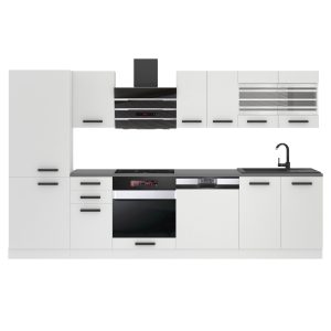 Belini Küchenzeile Premium Komplettversion 300 cm Mattweiß ohne Arbeitsplatte CINDY Hersteller TOR CINDY/0/WT/WT/0/B1