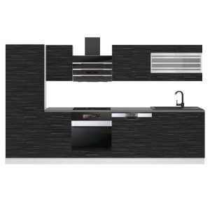 Belini Küchenzeile Premium Komplettversion 300 cm königliches Ebenholz ohne Arbeitsplatte CINDY Hersteller TOR CINDY/0/WT/HK/0/B1