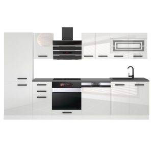 Belini Küchenzeile Premium Komplettversion 300 cm Hochglanzweiß ohne Arbeitsplatte CINDY Hersteller INF CINDY/0/WT/W/0/B1