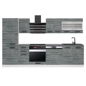 Belini Küchenzeile Premium Komplettversion 300 cm Grau Anthrazit Glamour Wood Arbeitsplatte CINDY Hersteller