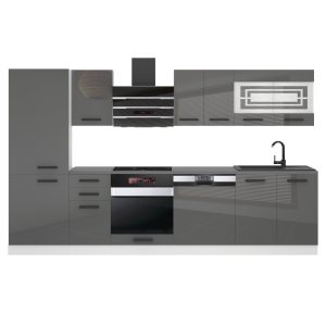 Belini Küchenzeile Premium Komplettversion 300 cm Hochglanzgrau Arbeitsplatte CINDY Hersteller