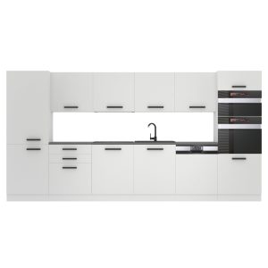 Belini Küchenzeile Premium Komplettversion 360 cm Mattweiß ohne Arbeitsplatte NAOMI Hersteller  TOR NAOMI/0/WT/WT/0/B1