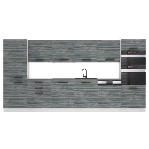 Belini Küchenzeile Premium Komplettversion 360 cm Grau Anthrazit Glamour Wood ohne Arbeitsplatte NAOMI Hersteller TOR NAOMI/0/WT/GW/0/B1