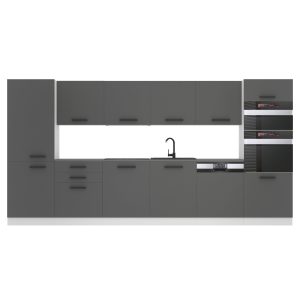 Belini Küchenzeile Premium Komplettversion 360 cm Mattgrau ohne Arbeitsplatte NAOMI Hersteller TOR NAOMI/0/WT/SR/0/B1
