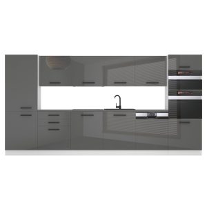 Belini Küchenzeile Premium Komplettversion 360 cm Hochglanzgrau ohne Arbeitsplatte NAOMI Hersteller INF NAOMI/0/WT/S/0/B1
