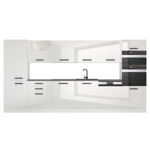 Belini Küchenzeile Premium Komplettversion 360 cm Hochglanzweiß Arbeitsplatte NAOMI Hersteller
