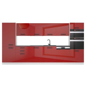 Belini Küchenzeile Premium Komplettversion 360 cm Hochglanzrot Arbeitsplatte NAOMI Hersteller