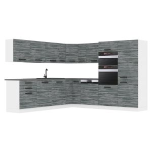 Belini Küchenzeile Premium Komplettversion 540 cm Grau Anthrazit Glamour Wood ohne Arbeitsplatte JANE Hersteller TOR JANE/0/WT/GW/0/B1