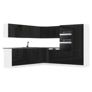 Belini Küchenzeile Premium Komplettversion 540 cm Hochglanzschwarz ohne Arbeitsplatte JANE Hersteller INF JANE/0/WT/B/0/B1