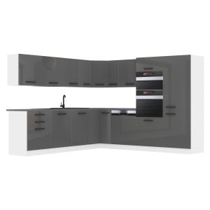 Belini Küchenzeile Premium Komplettversion 540 cm Hochglanzgrau ohne Arbeitsplatte JANE Hersteller