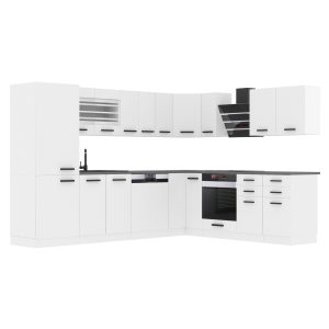 Belini Eckküche Premium Komplettversion 520 cm Mattweiß ohne Arbeitsplatte JULIE Hersteller TOR JULIE/0/WT/WT/0/B1