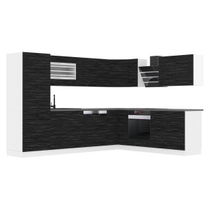 Belini Eckküche Premium Komplettversion 520 cm königliches Ebenholz ohne Arbeitsplatte JULIE Hersteller TOR JULIE/0/WT/HK/0/B1