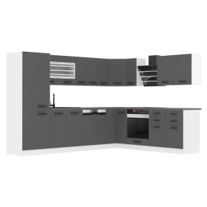 Belini Eckküche Premium Komplettversion 520 cm Mattgrau ohne Arbeitsplatte JULIE Hersteller TOR JULIE/0/WT/SR/0/B1