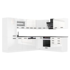 Belini Eckküche Premium Komplettversion 520 cm Hochglanzweiß ohne Arbeitsplatte JULIE Hersteller INF JULIE/0/WT/W/0/B1