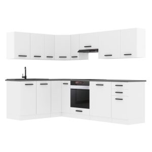 Belini Eckküche Premium Komplettversion 420 cm Mattweiß ohne Arbeitsplatte JANET Hersteller TOR JANET/0/WT/WT/0/B1