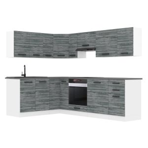 Belini Eckküche Premium Komplettversion 420 cm Grau Anthrazit Glamour Wood ohne Arbeitsplatte JANET Hersteller