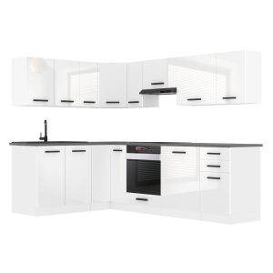 Belini Eckküche Premium Komplettversion 420 cm Hochglanzweiß Arbeitsplatte JANET Hersteller