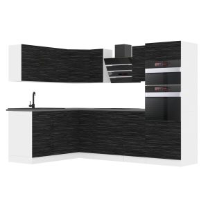 Belini Eckküche Premium Komplettversion 420 cm königliches Ebenholz ohne Arbeitsplatte MELANIE Hersteller TOR MELANIE/0/WT/HK/0/B1