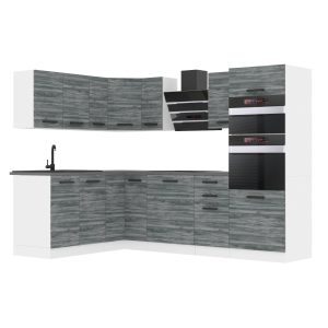 Belini Eckküche Premium Komplettversion 420 cm Grau Anthrazit Glamour Wood ohne Arbeitsplatte MELANIE Hersteller TOR MELANIE/0/WT/GW/0/B1