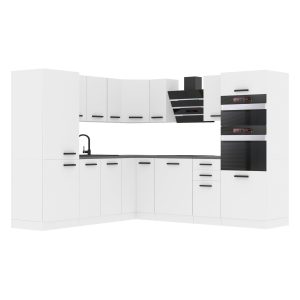Belini Eckküche Premium Komplettversion 480 cm Mattweiß ohne Arbeitsplatte STACY Hersteller TOR STACY/0/WT/WT/0/B1