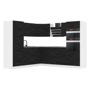 Belini Eckküche Premium Komplettversion 480 cm königliches Ebenholz ohne Arbeitsplatte STACY Hersteller TOR STACY/0/WT/HK/0/B1