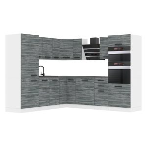 Belini Eckküche Premium Komplettversion 480 cm Grau Anthrazit Glamour Wood ohne Arbeitsplatte STACY Hersteller
