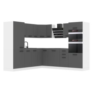 Belini Eckküche Premium Komplettversion 480 cm Mattgrau ohne Arbeitsplatte STACY Hersteller TOR STACY/0/WT/SR/0/B1