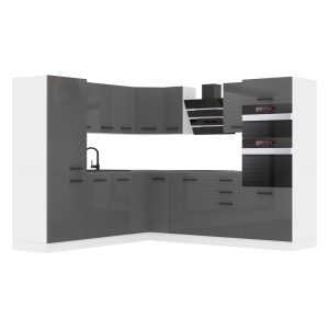 Belini Eckküche Premium Komplettversion 480 cm Hochglanzgrau ohne Arbeitsplatte STACY Hersteller INF STACY/0/WT/S/0/B1