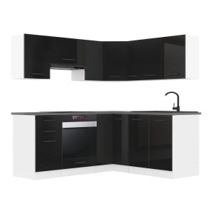 Küchenzeile Premium 380 cm Hochglanschwarz ohne Arbeitsplatte Hersteller INF SARAH/1/WT/B/0/B1