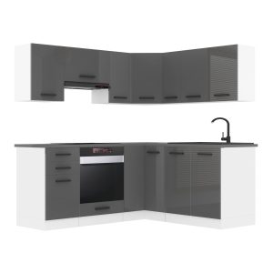Belini Eckküche Premium Komplettversion 360 cm Mattgrau ohne Arbeitsplatte SARAH Hersteller INF SARAH/1/WT/S/0/B1